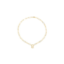 Load image into Gallery viewer, 14k gold bold chain, Christian necklace with lock charm
