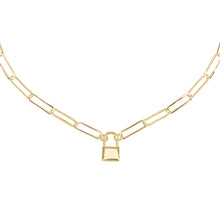 Load image into Gallery viewer, 14k gold chunky chain necklace with lock charm
