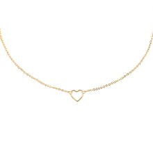 Load image into Gallery viewer, 14k gold dainty, Christian necklace with heart charm
