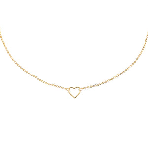 14k gold dainty, Christian necklace with heart charm