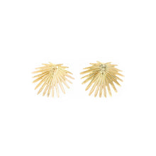 Load image into Gallery viewer, 14k gold palm leaf stud earrings
