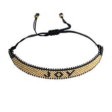 Load image into Gallery viewer, Joy Gold and Black beaded adjustable bracelet.
