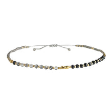 Load image into Gallery viewer, Gold, Gray and Black mixed bead, adjustable bracelet perfect for layering.
