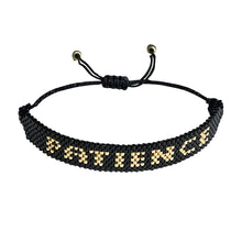 Load image into Gallery viewer, Patience Gold and Black beaded adjustable bracelet.
