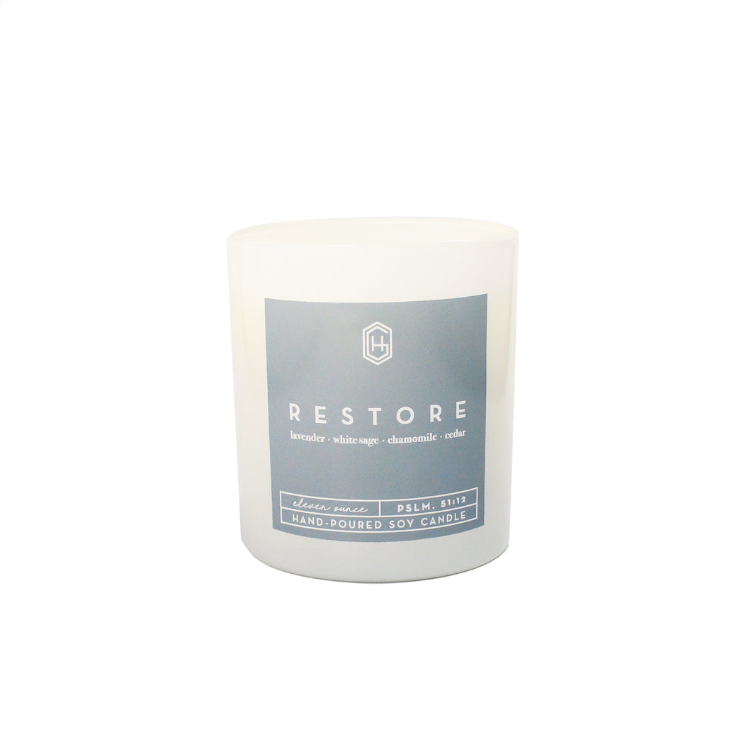 Hand-poured, soy candle, 11 ounce, Restore
