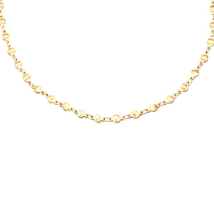 14k gold chain, faith inspired, flat bead necklace with lobster clasp closure