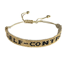Load image into Gallery viewer, Self-Control Gold and Black beaded adjustable bracelet.
