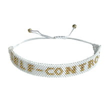 Load image into Gallery viewer, Self-Control Gold and White beaded adjustable bracelet.
