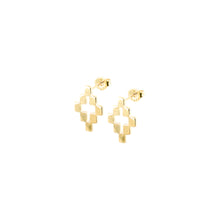 Load image into Gallery viewer, 14k gold, Christian, cross stud earrings with cross cut out and southwest style
