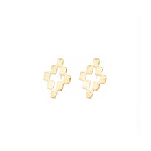 Load image into Gallery viewer, 14k gold, faith inspired, cross stud earrings
