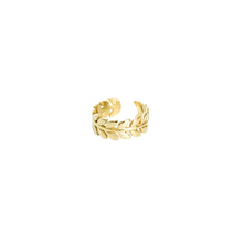 Load image into Gallery viewer, 14k gold, faith inspired, leaf adjustable ring
