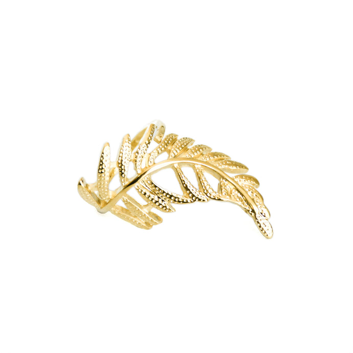 14k gold, faith inspired, pretty and ornate leaf adjustable ring