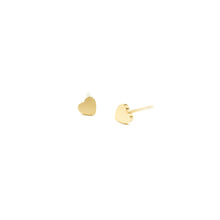 Load image into Gallery viewer, 14k gold, faith inspired, pretty but simple heart stud earrings
